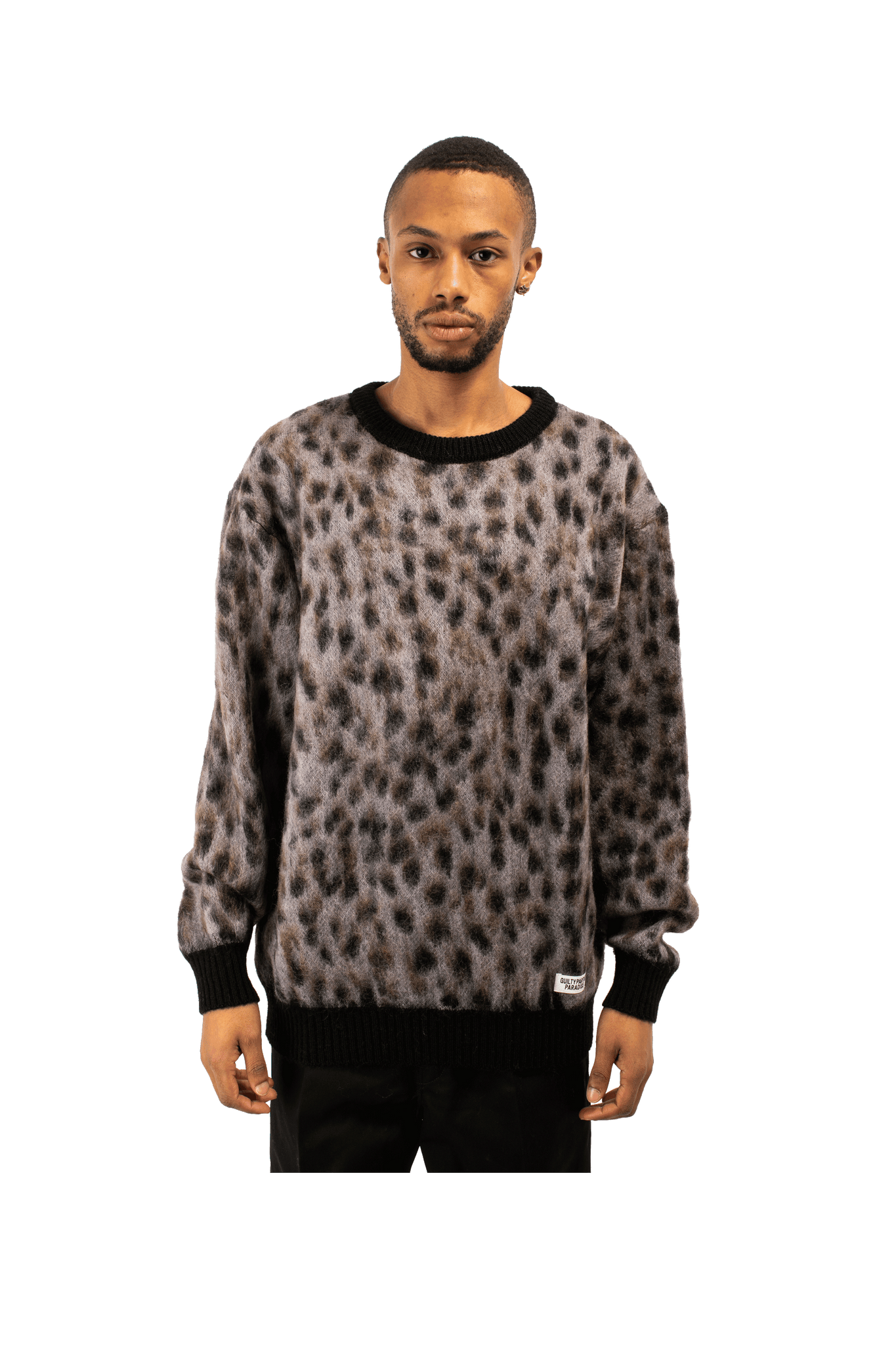 Leopard Mohair Crewneck Sweatershirt